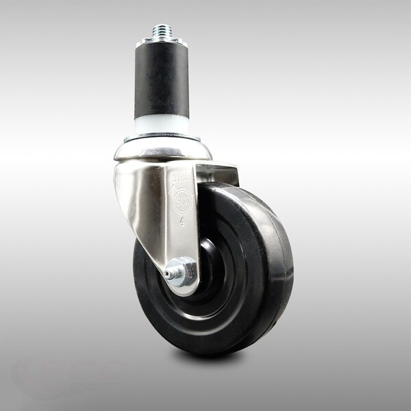 4 Inch 316SS Hard Rubber Wheel Swivel 1-1/2 Inch Expanding Stem Caster SCC